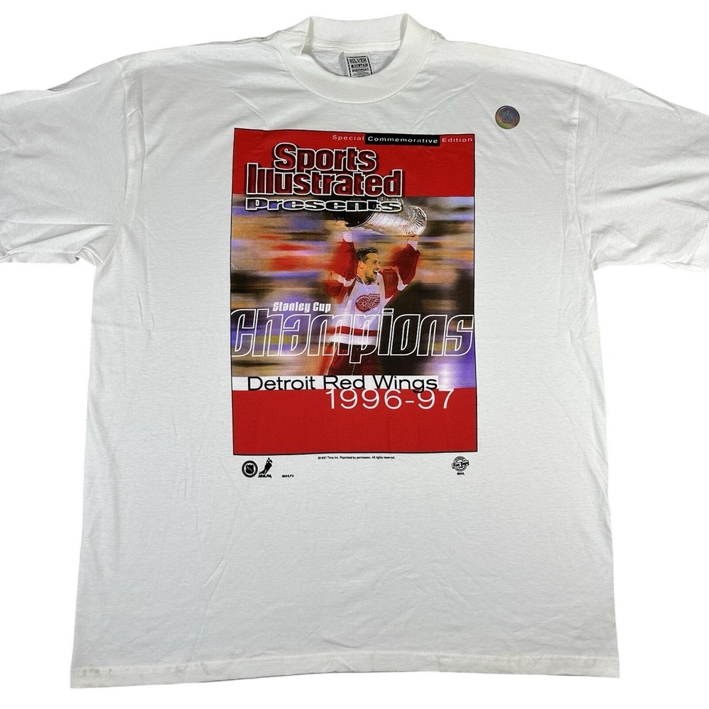 VINTAGE 1997 Detroit Red Wings Stanley Cup T-Shirt Mens XL White Like New NHL